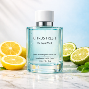 ChatGPT Image Feb 13 2026 07 30 23 AM - The Royal Musk Citrus Fresh men’s perfume bottle with fresh lemon slices
